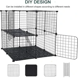 DIY Pet Playpen Wire Rabbit Cage for Kitten, Crate Cave Multi-functional Sleeping Playing Kennel, Chinchillas, & Small Animals