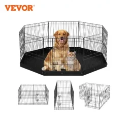 VEVOR Anjing Boks 8 Panel Lipat Logam Anjing Latihan Pena Pagar Hewan Peliharaan dengan Bawah Bantalan Penutup untuk Anak Anjing Outdoor Camping Yard Kennel