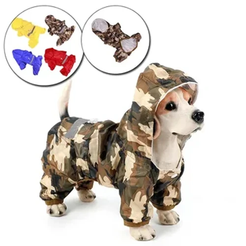 Anjing Peliharaan Jas Hujan Luar Ruangan Anjing Pet Rainwear Reflektif Berkerudung Jaket Tahan Air Pakaian untuk Anjing Kucing Pakaian Perlengkapan Pakaian