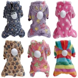 Haýwan eşikleri Flanel it eşigi It sowuk howa palto pişik eşigi Softumşak flanel it doggie eşik eşigi dört aýakly pijama