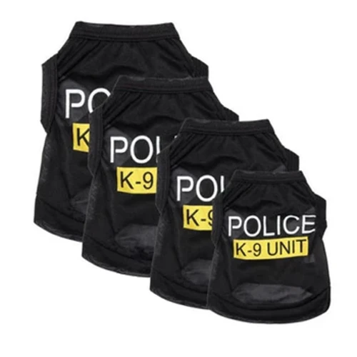 Polizeianzug Cosplay Hunde Kleidung Schwarz Elastizität Weste Welpe T-Shirt Copping Accessoires Bekleidung Kostüme Tierkleidung für Hunde Katzen Katzen