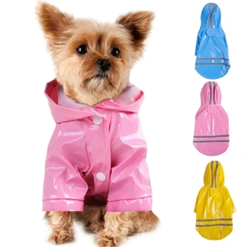 Sommar utomhusvalp Regnkappa för husdjur S-XL Hoody Vattentäta jackor PU-regnkappa för hundar Katter Kläder Kläder Partihandel