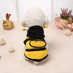 Pet Hund Kläder Kappa Huvtröja Kostym Outfit Valp Bumble Bee Varm Hund Katt Kläder Cosplay Klänning Kappa Husdjur Kläder För Små Hundar