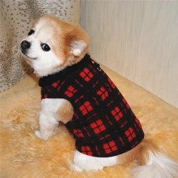 Palton de iarnă pentru câini în carouri Jachetă fleece pentru câini Vestă pentru câini Îmbrăcăminte pentru animale de companie vreme rece cu lesă Inel în D pentru câini de talie mică, pisici