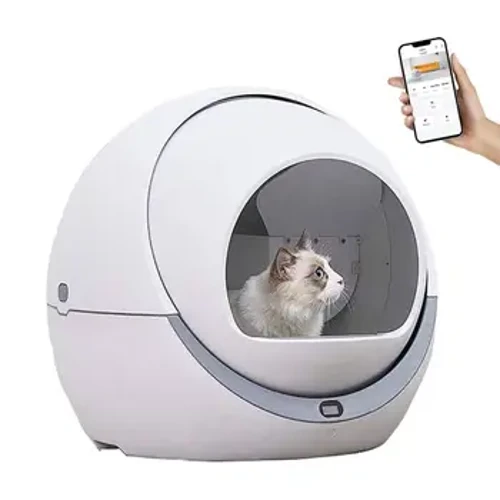 Automatisk Cat Selvrensende Sandkasse WiFi Kjæledyr Smart søppelkasse Lukket brett Toalett Roterende Trening Avtakbar sengepanne