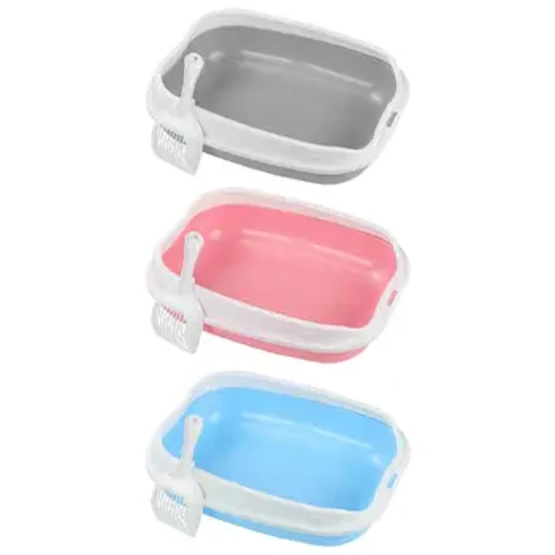 Cat Litter Box para sa Maliit na Hayop Kuneho Cat Sandbox Container Madaling I-install Semi Enclosed Cat Sand Basin Kitten Toilet