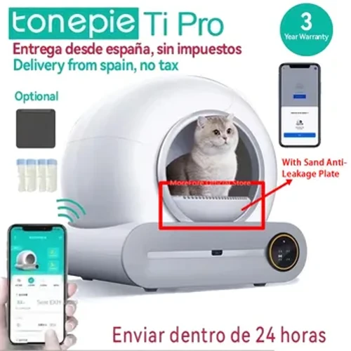 【Dikirim Saka Spanyol】Kotak Kotoran Kucing Tonepie 65L Otomatis Ngresiki Diri Kothak Kotoran Kucing sing Ditutup kanthi Lengkap Nampan Kotoran Toilet Pet