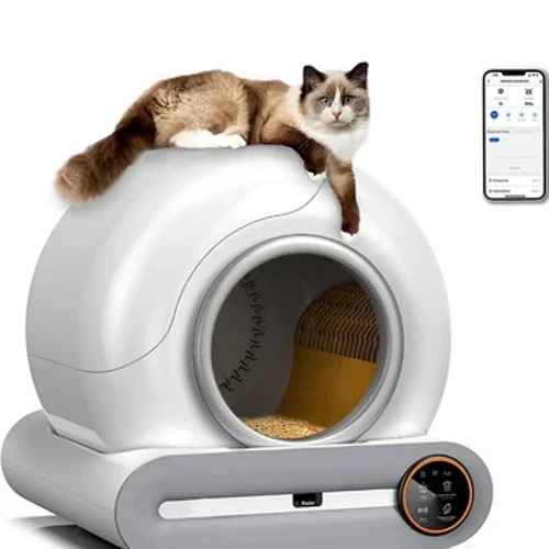 Kotak Kotoran Kucing Kabin Sterilisasi Otomatis 65L Toilet Kucing Kapasitas Besar Smart Pet Sampah Tray Ionic Deodorizer Membersihkan Diri