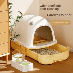 Dung tích lớn Hộp đựng rác chống mùi cho mèo bằng nhựa chống văng mèo Ngăn kéo vệ sinh Phong cách mở Hộp đựng thú cưng kèm theo hoàn toàn