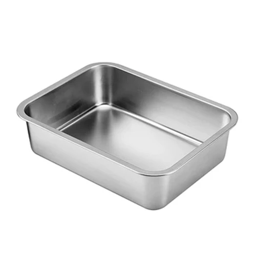 kanggo Cat Litter Pan kanggo Kucing Lawas Stainless Steel Lumahing Gamelan Cilik Aja Rus