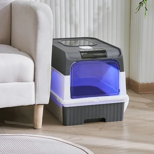 Kothak Kotoran Kucing Kanthi Fungsi Ultraviolet UVC, Kothak Kotoran Anti-Splashing Entri Ndhuwur Gedhe Tertutup Kanthi Tutup Otomatis Mati.