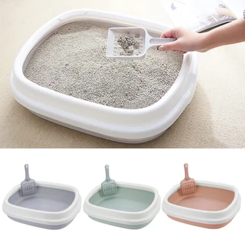 1 Set Anti-Splash Toilet Anjing Kotak Kotoran Kucing Pet Toilet Seprai Kucing Anjing Tray dengan Sendok Kotoran Pelatihan Pasir Kotoran Kotak