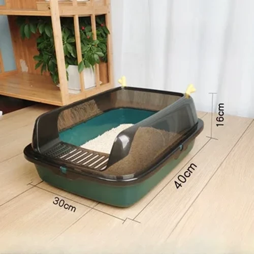 Kedi Kumu Kutusu Tasarımı Yarı Kapalı Sandbox Kedi Tepsisi Evcil Hayvan Tuvaleti Sıçramayı Önleyen Tepsi Yavru Kedi Kumu Kitty Kedi Yatak Örtüleri