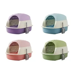 Bac à litière à capuche pour chat, toilettes fermées, fournitures pour animaux de compagnie, porte mobile bidirectionnelle, Portable avec poignée, bac à litière à capuche pour animaux de compagnie, bac à sable