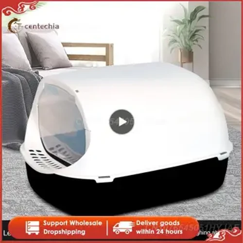 Cat Toilet With Spoon Closed Sandbox Fully Enclosed Pet Litter Box Pet Accessories Cat Excrement Basin Splash Proof Clean Basin