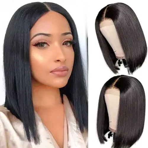 T-Part Straight Human Hair BOB Wig para sa Babae Pre Plucked Lace Front Wig Brazilian Lace Wig Human Hair Wig
