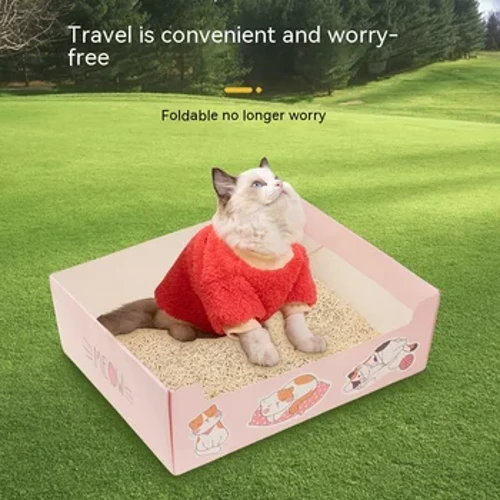 Toilette per gatti da viaggio da viaggio pieghevole lettiera di grande capacità addensata forniture per gatti domestici un tipo di lettiera, semichiusa