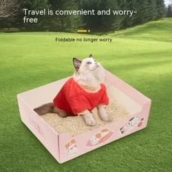 Cat WC Travel Travel Összecsukható, nagy kapacitású alomdoboz, vastagított háztartási macska kellékek Egy típusú alomdoboz, félig zárt