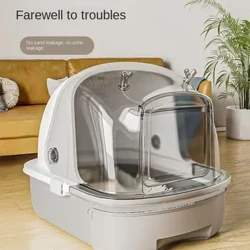Lettiera extra grande per gatti Toilette completamente chiusa per gatti Comodo cassetto Sabbiera per gatti Gabbia per gatti visibile Trasparente