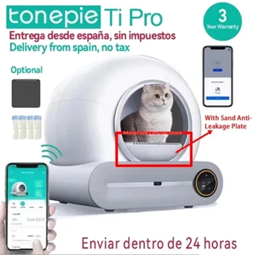 [Phiên bản tiếng Anh] Hộp đựng rác thông minh tự động cho mèo Tonepie Điều khiển ứng dụng tự làm sạch Nhà vệ sinh cho thú cưng Khay khử mùi ion 65L