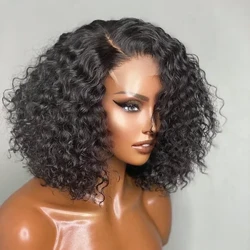 Brazilian Loose Deep Wave 13x4 Lace Frontal Human Hair Wig 180% Transparent Water Curly Short Bob Wig Remy T Part Para sa Babae
