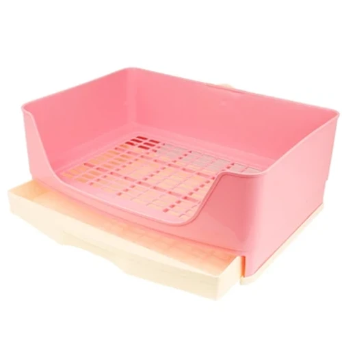 Caja de arena para conejos grande de 50LF con cajón, colcha firme para mascotas, caja de inodoro esquinera con orinal de rejilla, fácil operación, mascota más grande