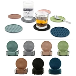 Round Coaster Cup Mats Mga Inumin ng Kape Silicone Cup Holder Makapal Non-slip Heat Thickened Pads Mga Accessory ng Mesa sa Kusina