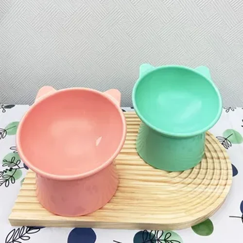 Tigela de comida para animais de estimação, protetor de pescoço com fundo alto, antiasfixia, tigela de água para cães e gatos, suprimentos de alimentação para cães