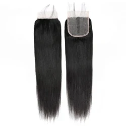 Lurus HD Transparan Rambut Manusia Bagian T Renda Penutupan Hanya 4x4x1 Inch Bagian Tengah Bresilienne Penutupan Cheveux Humain