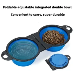 1-Stéck 2-an-1 ausklappbar Dual Schuel Fütterbecher Portable Outdoor Rees Hond a Kaz Drénkbecher