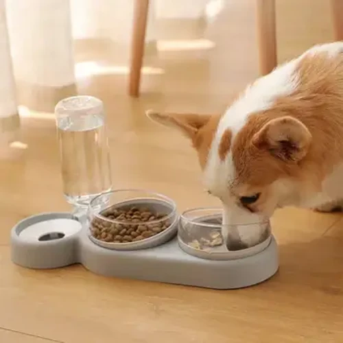1-teiliger automatischer Futter- und Wasserspender, multifunktionaler Haustier-Doppelnapf-Futternapf für Drei-in-Eins-Futterversorgung für Katzen und Hunde