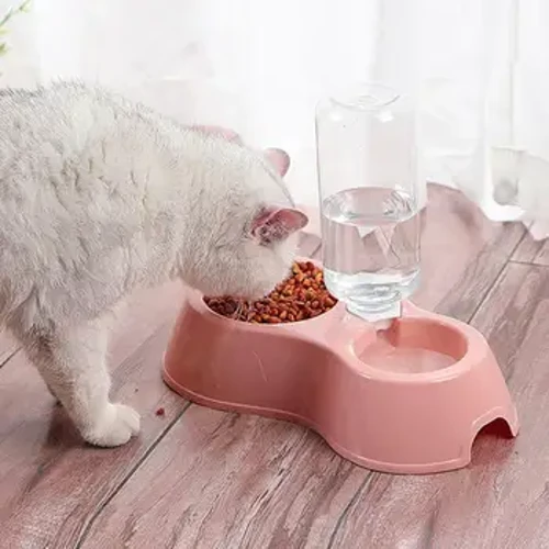 Haustiernapf, automatischer Futterspender, Wasserspender, runder Kunststoff, rutschfester Doppelnapf, Haustier, Hundefutter, Futterspender für Katzen, Hunde, Haustierbedarf