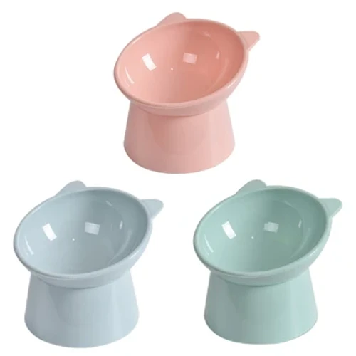 Hundenapf, erhöht für Katzenfutter, Wassernäpfe mit erhöhtem Ständer, Futternapf für Haustiere, auslaufsicher, 45° geneigter Haustiernapf Blau/Grün/P