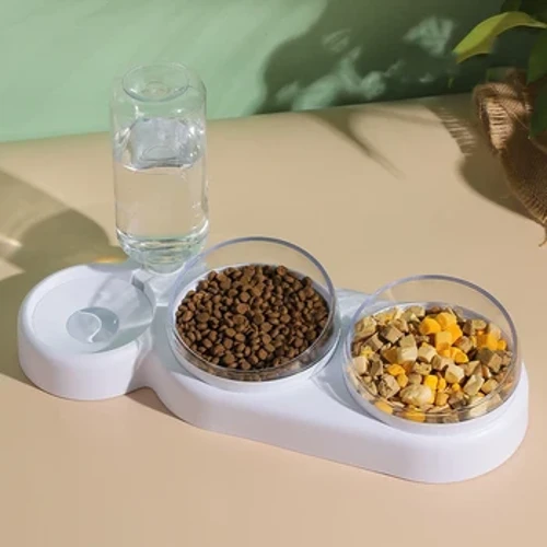 Meow Double Bowl Uathoibríoch Peataí Babhla Fothaire Madraí Óil Cat Babhla Babhla Madraí Soláthairtí Peataí Ól Beathaithe