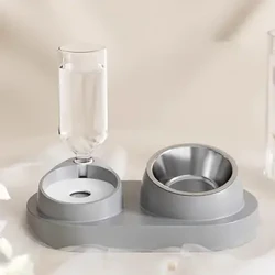Bát Ăn Cho Thú Cưng 2 Trong 1 Bát Ăn Cho Chó Mèo Bình Nước Tự Động Có Bát Inox Có Thể Tháo Rời Đồ Dùng Cho Thú Cưng