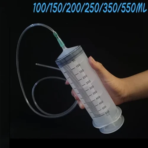 ʻO ka Syringe Nui 100ml-550ml Me 100cm Hose Measuring Reusable Injector No ka hānai ʻana i ka aila wai hoʻoheheʻe wai wai meaʻai nui.