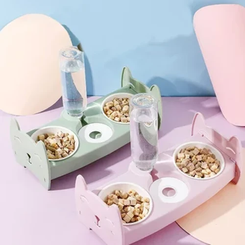 Niedliche, umkippsichere Näpfe, Futter und Wasser, Fütterung von Haustieren, Slow Food, doppelter Plastiknapf für Haustiere