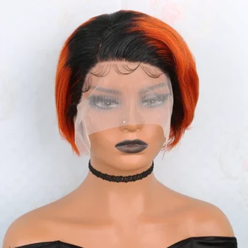 T1B/350 Colored Straight T Part Lace Wigs 13X4X1 Transparent Lace Wig Yabesifazane Side Part IDemo Iwigi Izinwele Zomuntu ,FY-1089