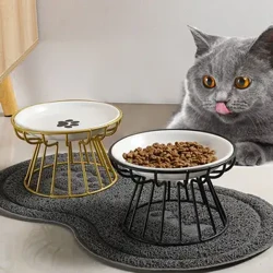 Poki Lift Bowl Me Metala Kū ʻAi Pet Ceramic Meaʻai Meaʻai Meaʻai Kiʻekiʻe Kitten Kitten Puppy Dish ʻIlio Mea lako
