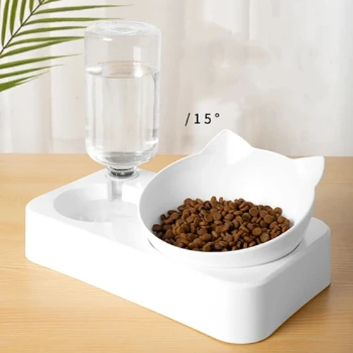 Futternapf für Haustiere. 2-in-1-Futternapf für Haustiere. Automatischer Wasserspender für Hunde und Katzen mit abnehmbarem Edelstahl. Näpfe Tierbedarf