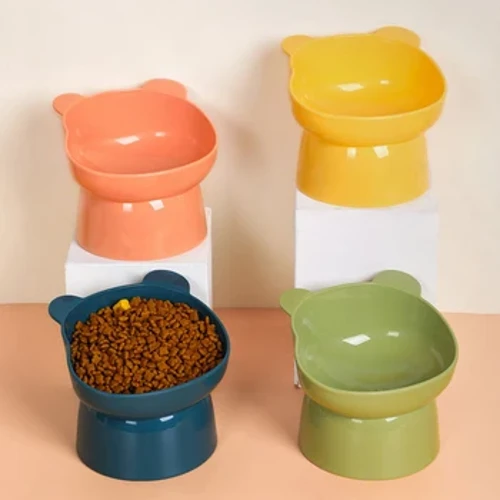 Mangkok ng pagkain ng alagang hayop Ikiling ang mataas na ibabang leeg na tagapagtanggol laban sa nasasakal na mga kagat ng ibon ng aso at pusa laban sa pagtatapon ng mga suplay ng pagpapakain ng alag