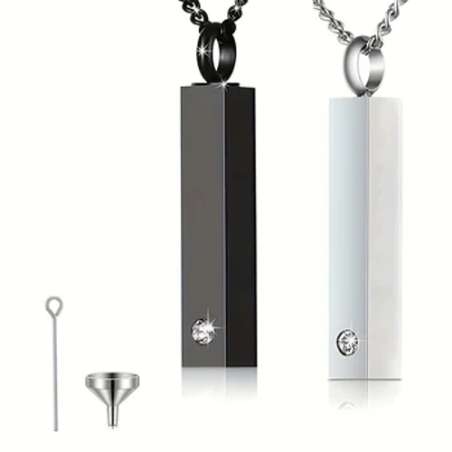 Cadwyn Wrn Emwaith Amlosgi ar gyfer Lludw i Ddynion Merched Cofroddion ar gyfer Lludw Bar Coffa Dur Di-staen Necklaces Pendant