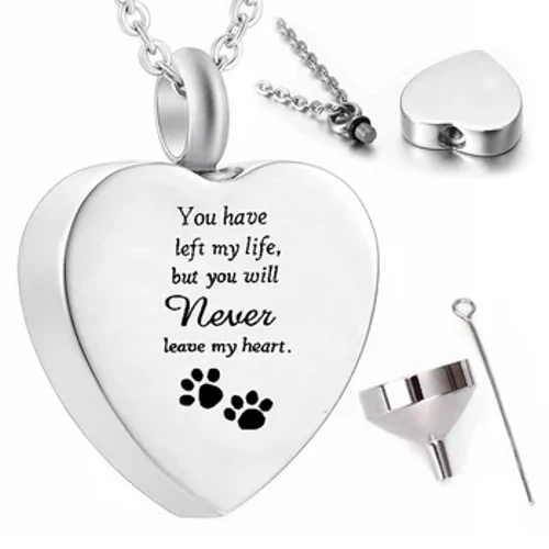 Bijoux de crémation en forme de cœur en argent, pendentif, collier, cendres de chien de compagnie, pendentif souvenir, outil de remplissage d'entonnoir