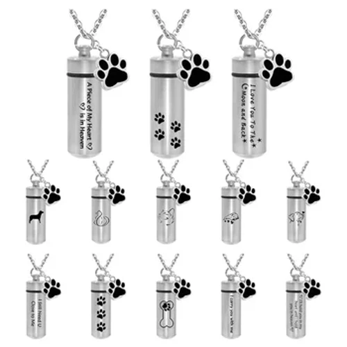 Thú Cưng Đáng Yêu Paw Xi Lanh Hỏa Táng Mặt Dây Chuyền Trang Sức Tro Giá Đỡ Lưu Niệm Chó Mèo Tưởng Niệm Urn Vòng Cổ Hợp Kim Nhôm
