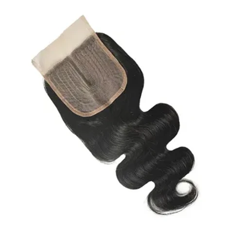 Onda do corpo cabelo humano fechamento 4x1 laço t parte do meio fechamento cabelo indiano cru pré-arrancado com cabelo do bebê cor natural