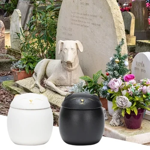 Tvar kočky Keramický kanystr pro domácí mazlíčky Památník Urn Pečeť Hrnec na památku Rakev Porcelánová dóza Úschovna popela pro domácí mazlíčky Držák na pohřeb
