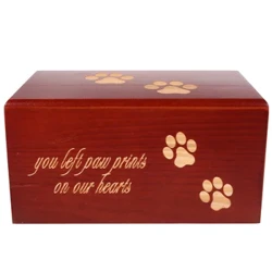 Wooden Keepsake Urn Box Pet Memorial Urn Dog Cat Ashes Wooden Box Pet Paw Personalized Funeral Cremation Urn Cat Dogs Kids