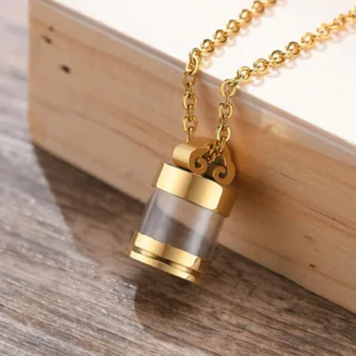 Mini urna per ceneri in acciaio inossidabile, urna per gatti trasparente per ceneri, urna funeraria per ceneri, memoriali di animali, collana di urna funeraria