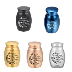 Mini Cremation Pet Funeral Urn พิเศษกล่องหน่วยความจำสัตว์เลี้ยงขี้เถ้า Casket โลหะ Pet Funeral Urn Urn Keepsake Casket สำหรับสัตว์ 25*16 มม.