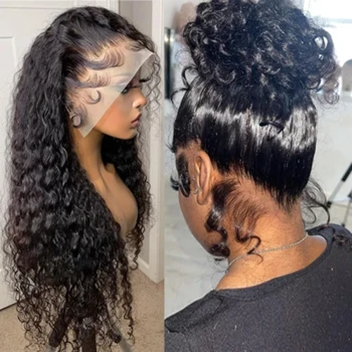 Water Wave Mežģīnes priekšējās cilvēka matu parūkas Brazīlijas Deep Wave 360 ​​HD mežģīņu priekšējās parūkas cirtaini cilvēka matu parūkas sievietēm, iepriekš noplūktas